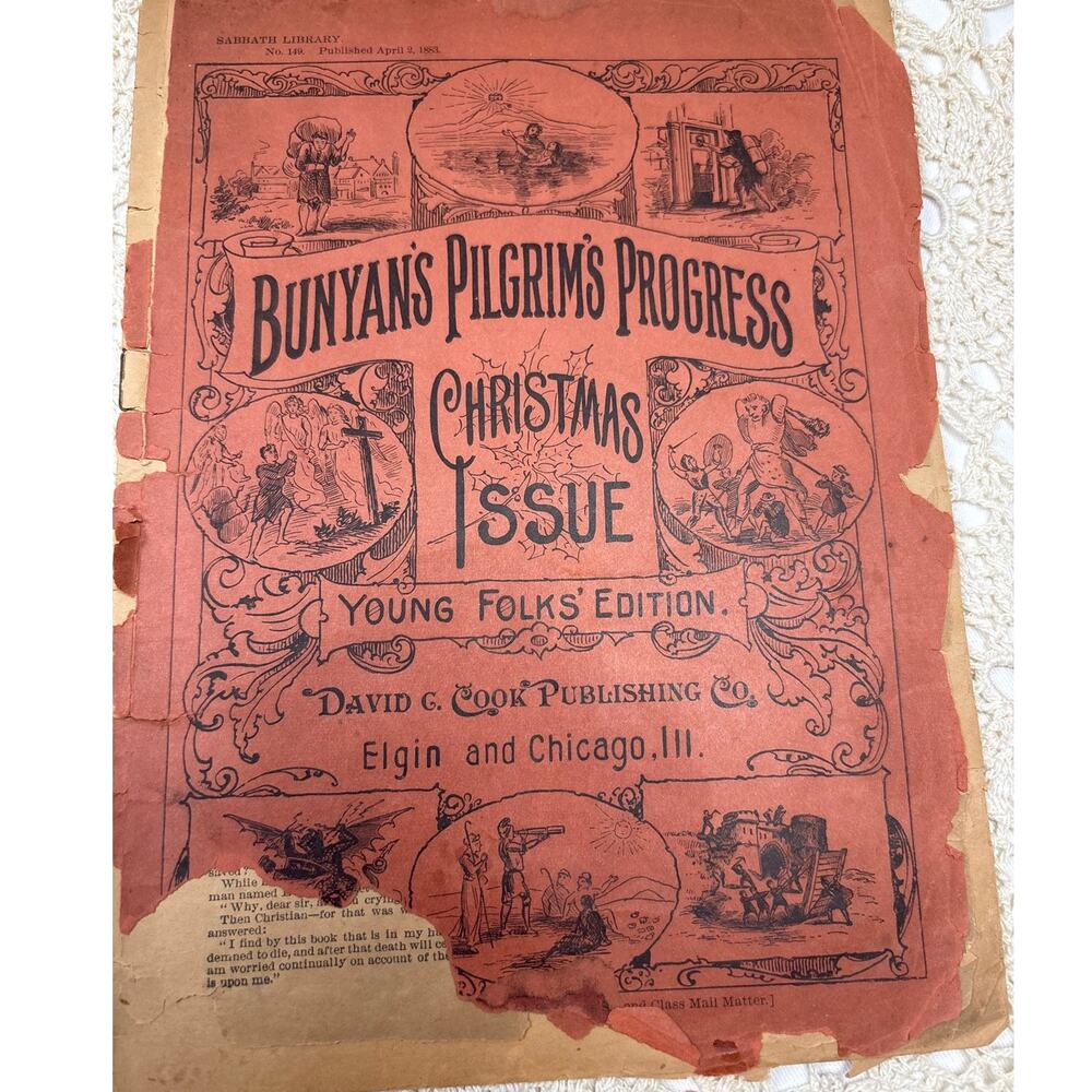 Antique 1883 Bunyan's Pilgrim's Progress: Christmas Issue Children’s Paper